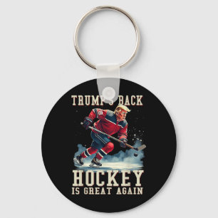 Funny Hockey Trump Player Cool Vintage Ice Hockey Keychain