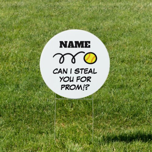 Funny hoco prom proposal request softball yard sign