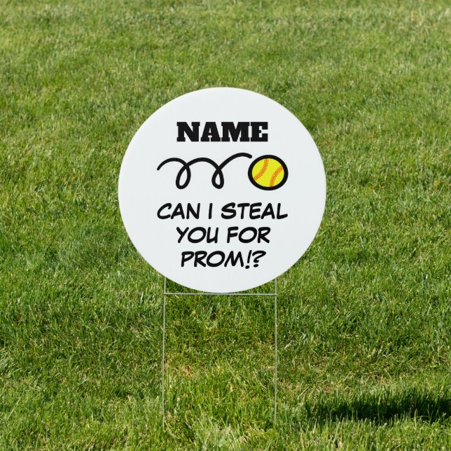 Funny hoco prom proposal request softball yard sign (Insitu)