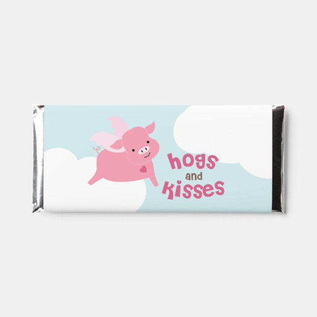 Funny "Hogs and Kisses" Valentines Day Hershey Bar Favors (Front)