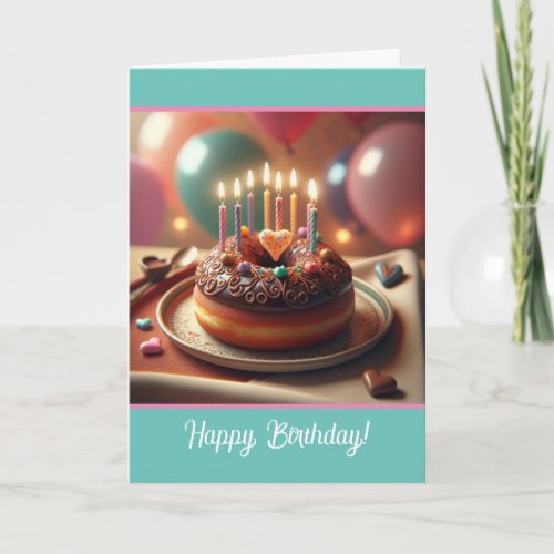 Funny Hole Foods Birthday Donut with Candles Card