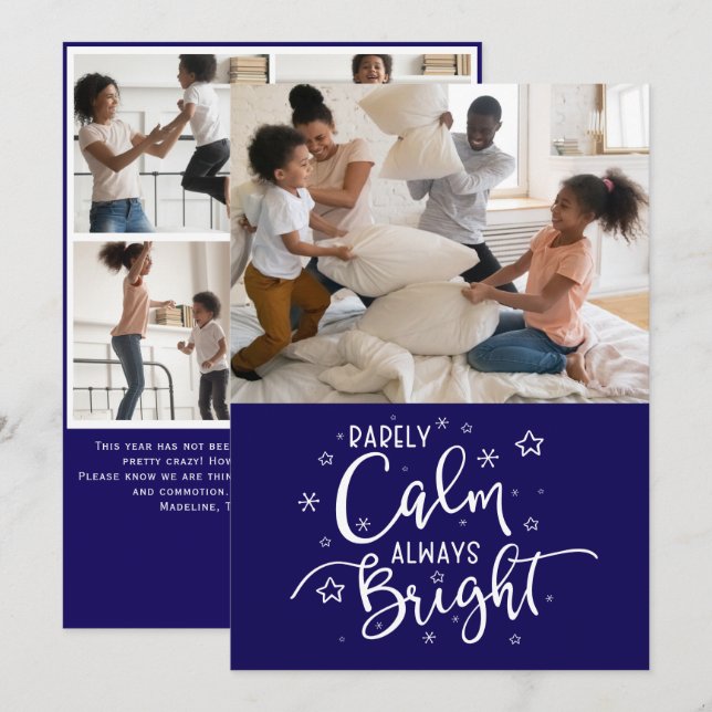 Funny Holiday 5 Photo Rarely Calm Blue Christmas (Front/Back)