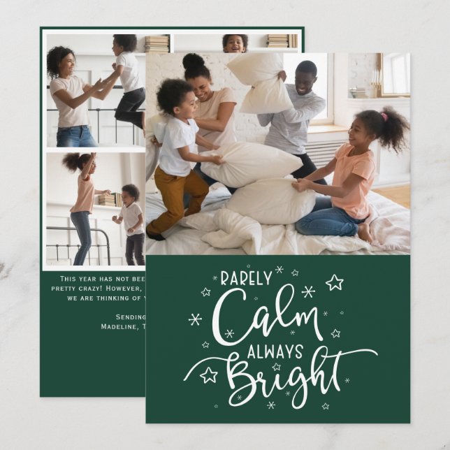 Funny Holiday 5 Photo Rarely Calm Green Christmas (Front/Back)