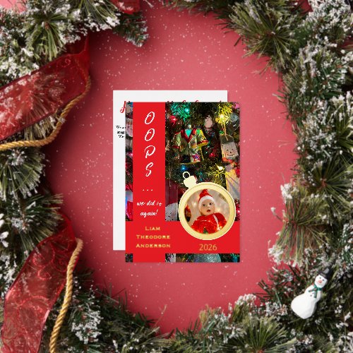 Funny Holiday Baby Announcement with Foil Accents