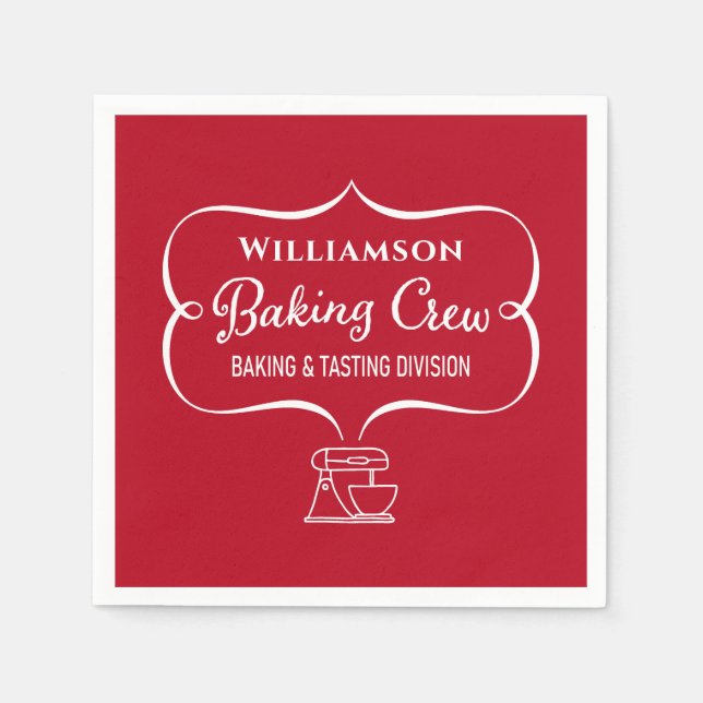 Funny Holiday Baking Family Monogrammed Napkins (Front)