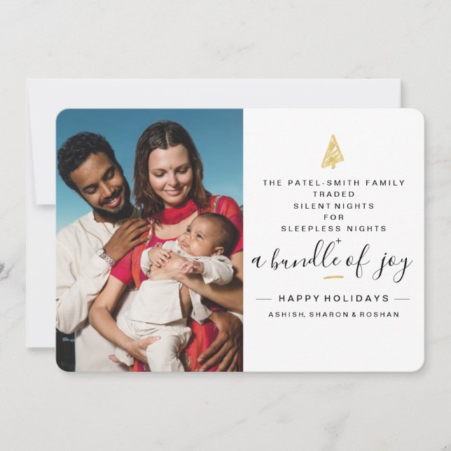 Funny Holiday Birth Announcement with 2 Photos (Front)