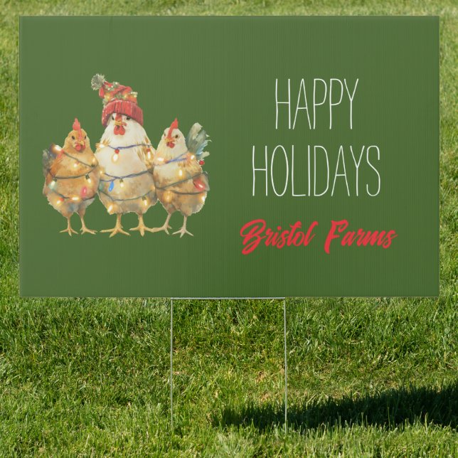 Funny Holiday Chickens Customizable Sign (Insitu)
