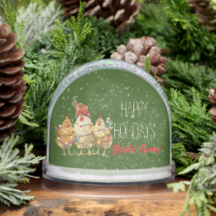 Funny Holiday Chickens Customizable Snow Globe