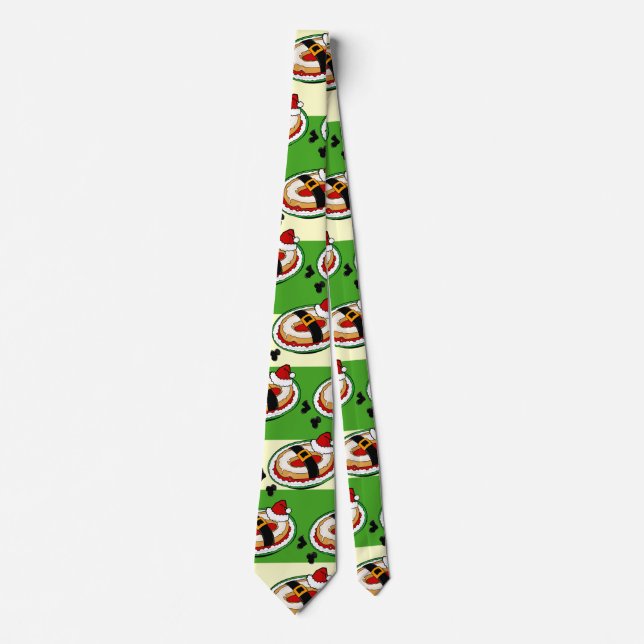 FUNNY HOLIDAY CHRISTMAS SANTA CLAUS STRIPED NECK TIE (Front)