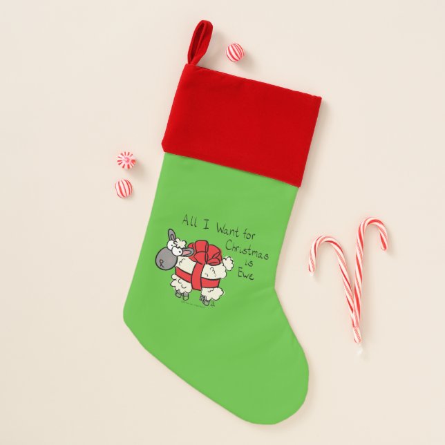 Funny Holiday Cute Sheep Christmas Cartoon Christmas Stocking (Front)