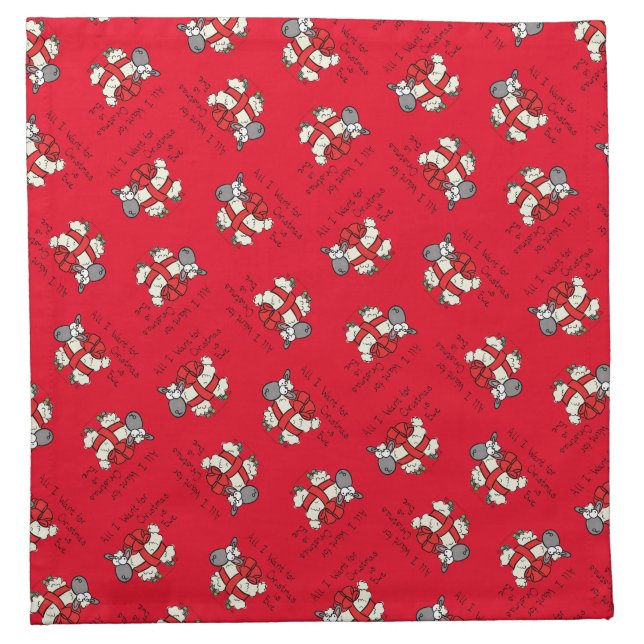 Funny Holiday Cute Sheep Christmas Cartoon Cloth Napkin (Front)