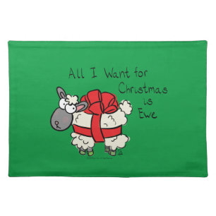 Funny Holiday Cute Sheep Christmas Cartoon Cloth Placemat