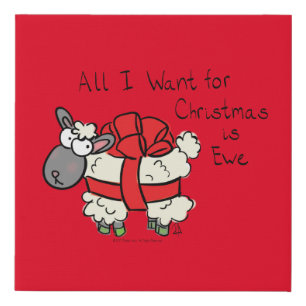 Funny Holiday Cute Sheep Christmas Cartoon Faux Canvas Print