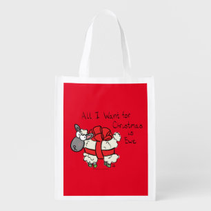 Funny Holiday Cute Sheep Christmas Cartoon Grocery Bag