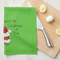 Funny Christmas Kitchen Dish Towel, Dear Santa Humorous Christmas Gift,  Small White Elephant Christmas Gift