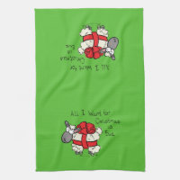 Funny Christmas Kitchen Towels Cartoon Character Buffalo Check