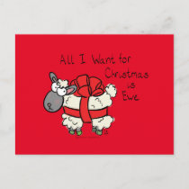 Funny Holiday Cute Sheep Christmas Cartoon Postcard