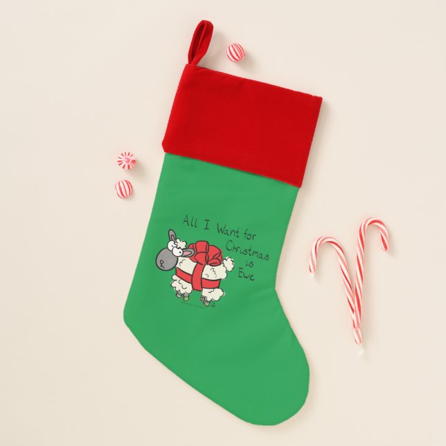 Funny Holiday Cute Sheep Christmas Cartoon Stocking (Front)
