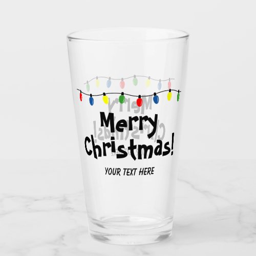 Funny Holiday drink glass with Christmas lights