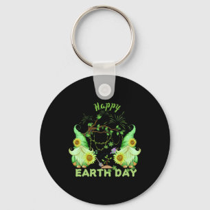 Funny Holiday Earth Day Happy Gnomes Arbor Day Flo Keychain