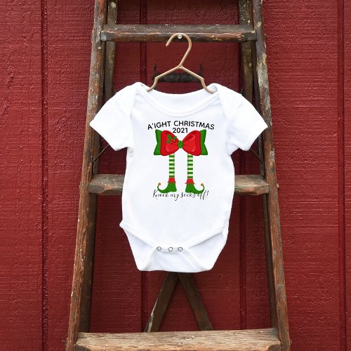 Funny Holiday Elf Bow Knows Christmas T_Shirt Baby Bodysuit