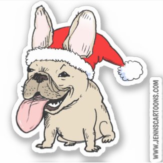 Funny Holiday French Bulldog Dog Frenchie Clause Sticker