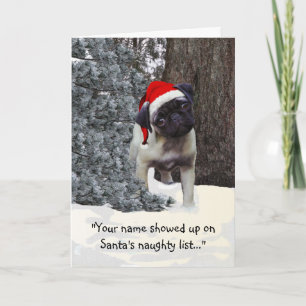 Funny Holiday Greeting Card w/ pug