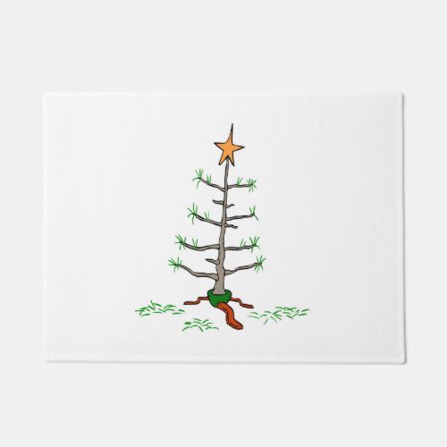 Funny Holiday Joke Sad Looking Christmas Tree Doormat