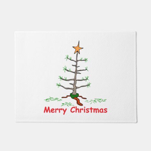 Funny Holiday Joke Sad Tree Merry Christmas Doormat