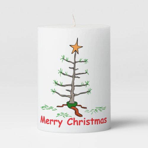 Funny Holiday Joke Sad Tree Merry Christmas Pillar Candle