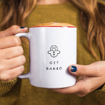 Funny Holiday Quote Get Baked Minimalist Two-Tone Coffee Mug<br><div class="desc">Funny Holiday mug reading GET BAKED with a minimalist Christmas Cookie above. The simple typography design makes this a stylish, cute boyfriend or husband gift or stocking stuffer for Christmas Morning! Sip and laugh with our 'Get Baked' Mug! ☕ Add your custom twist to this minimalist design under EDIT. Get...</div>