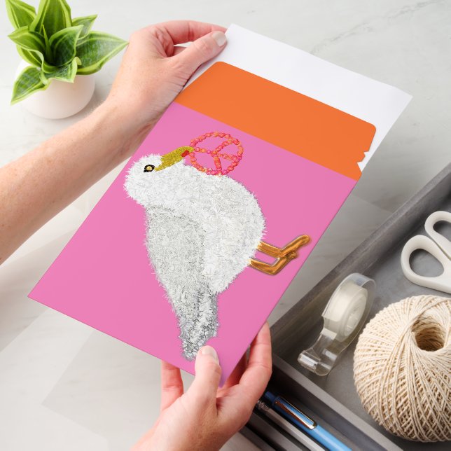 Funny holiday seagull with peace symbol envelope mailers (Desk)