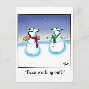 Funny Holiday Snowman Cartoon Postcard