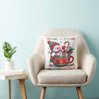 “Funny Holiday  – Snowman Meltdown Gift  Throw Pillow