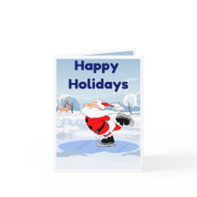 Funny Holidays Card, Santa Skating, Humor Greeting