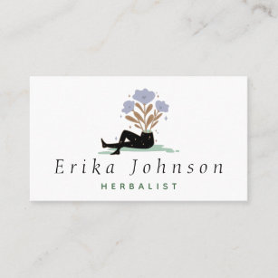 Funny Holistic Floral Silhouette Herbalist Healing Business Card