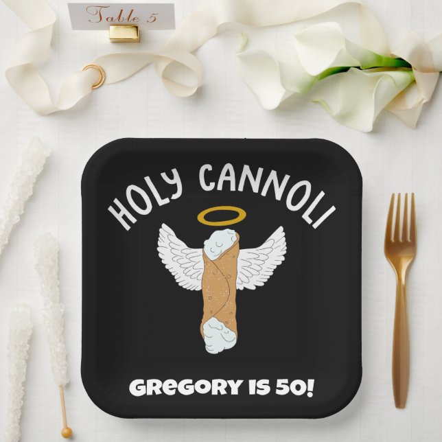 Funny Holy Cannoli Italian Themed Party Paper Plates (Wedding)