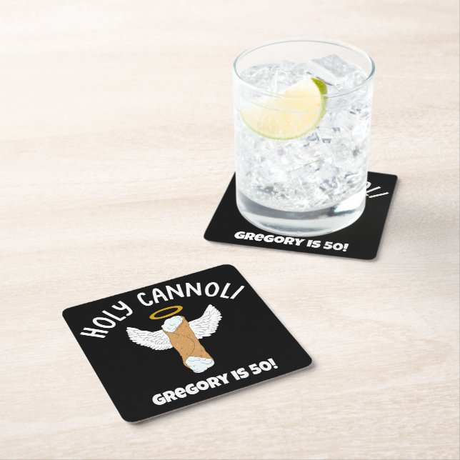 Funny Holy Cannoli Italian Themed Party Square Paper Coaster (Insitu)