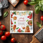 Funny Holy Cannoli little meatball 1st birthday Napkins<br><div class="desc">A sweet and quirky Italian-themed party napkin designed for your Holy Cannoli / Little Meatball celebration. Featuring pasta characters, watercolor tomatoes, basil, hanging pasta garland, and the cutest spaghetti bowl illustration. Perfect for a first birthday, toddler birthday, themed pasta parties, or any fun family gathering where you want the table...</div>