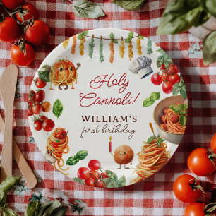 Funny Holy Cannoli little meatball 1st birthday Paper Plates