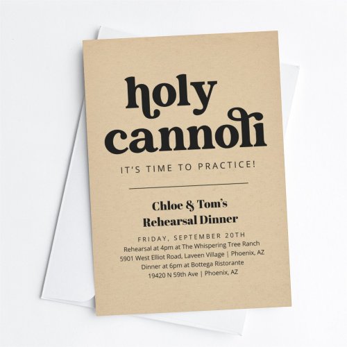 Funny Holy Cannoli Rehearsal Dinner Invitation