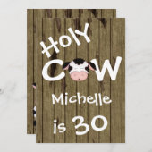 Funny Holy Cow 30th Humorous Birthday Invitation (Front/Back)