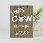 Funny Holy Cow 30th Humorous Birthday Invitation (Standing Front)