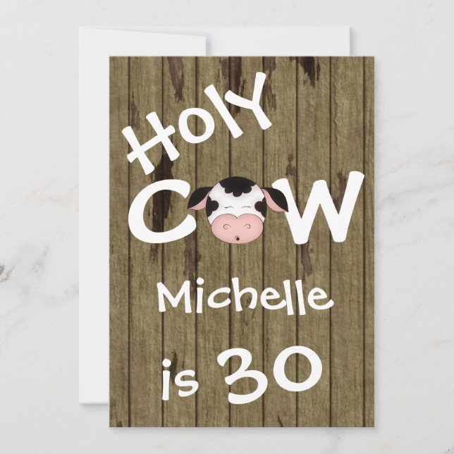 Funny Holy Cow 30th Humorous Birthday Invitation (Front)