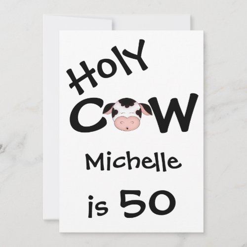 Funny Holy Cow 50th Birthday Party Invitation