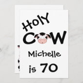 Funny Holy Cow 70th Birthday Party Invitation (Front/Back)
