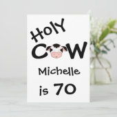 Funny Holy Cow 70th Birthday Party Invitation (Standing Front)