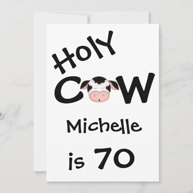 Funny Holy Cow 70th Birthday Party Invitation (Front)