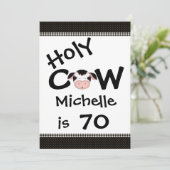Funny Holy Cow 70th Birthday Party Invitation (Standing Front)