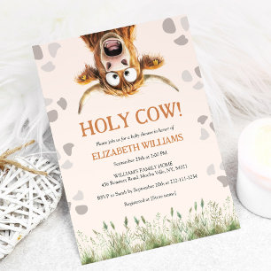 Funny Holy Cow Baby Shower Invitation